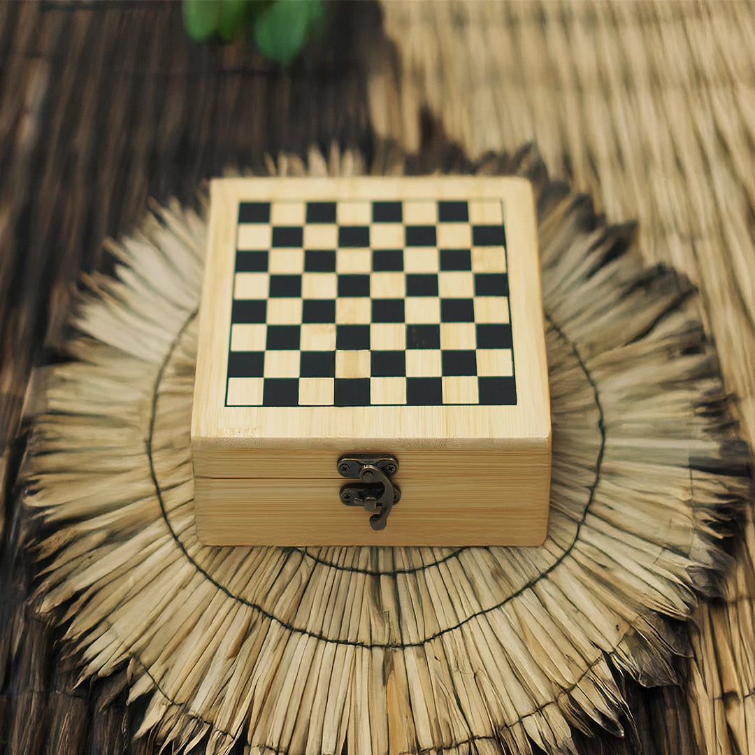 Boardroom Bamboo Chess and Wine Set