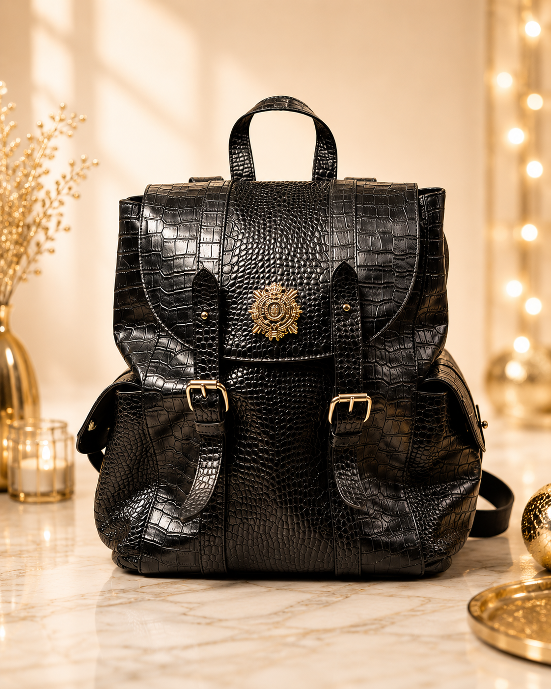 Shantanu & Nikhil - Croc-Embossed Leather Backpack