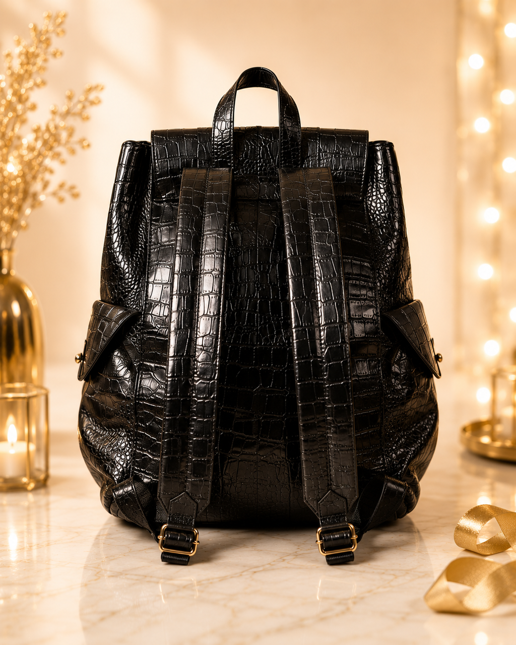 Shantanu & Nikhil - Croc-Embossed Leather Backpack
