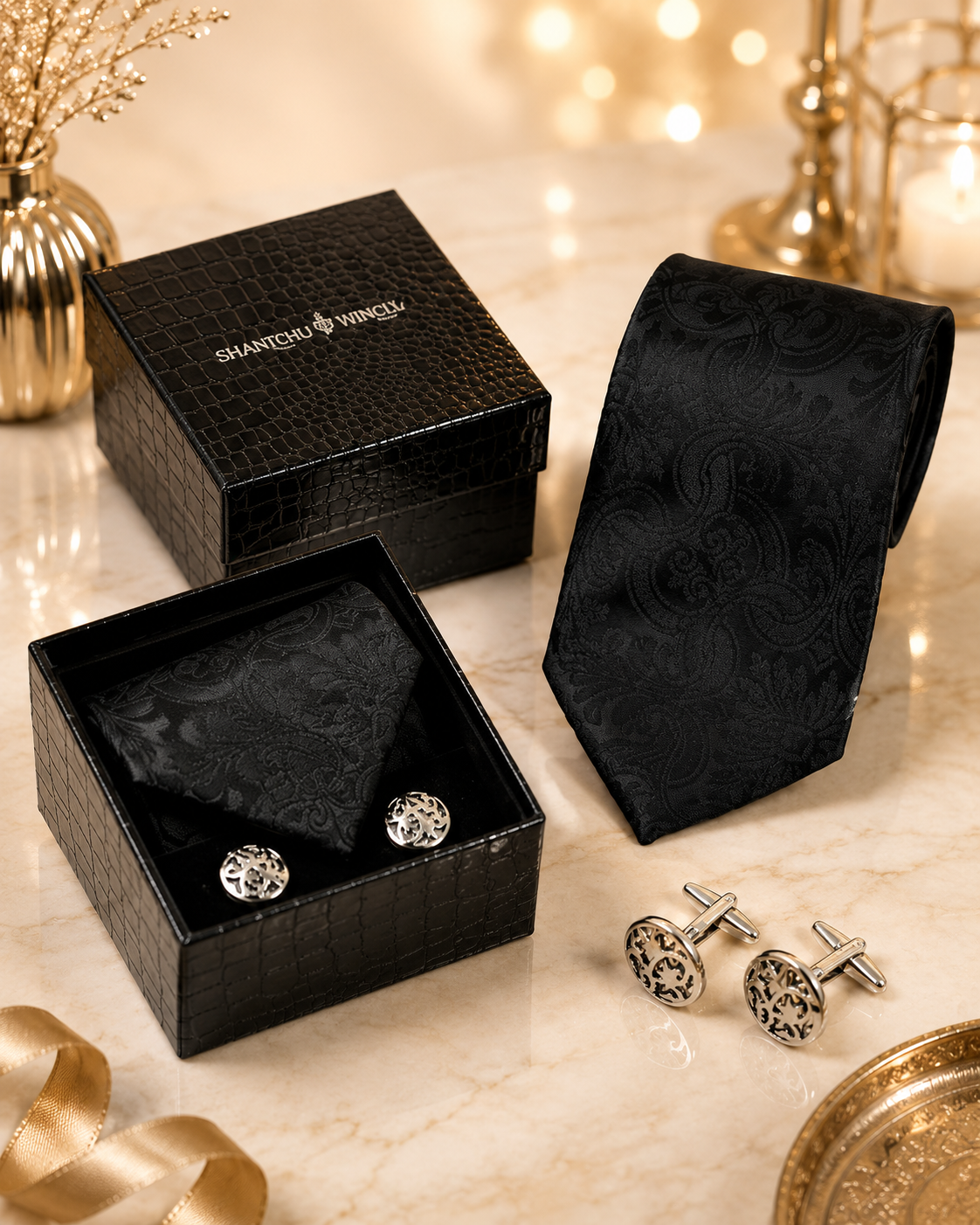 Shantanu Nikhil Signature Silk Ties & Cufflink Gift Set.