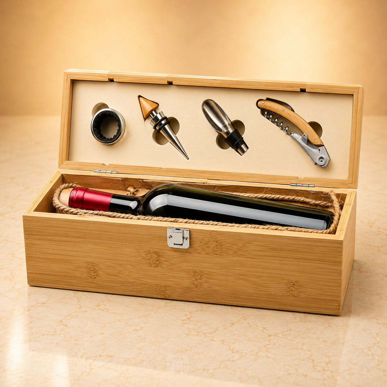 Boardroom Bamboo Wine Case with Tool Set