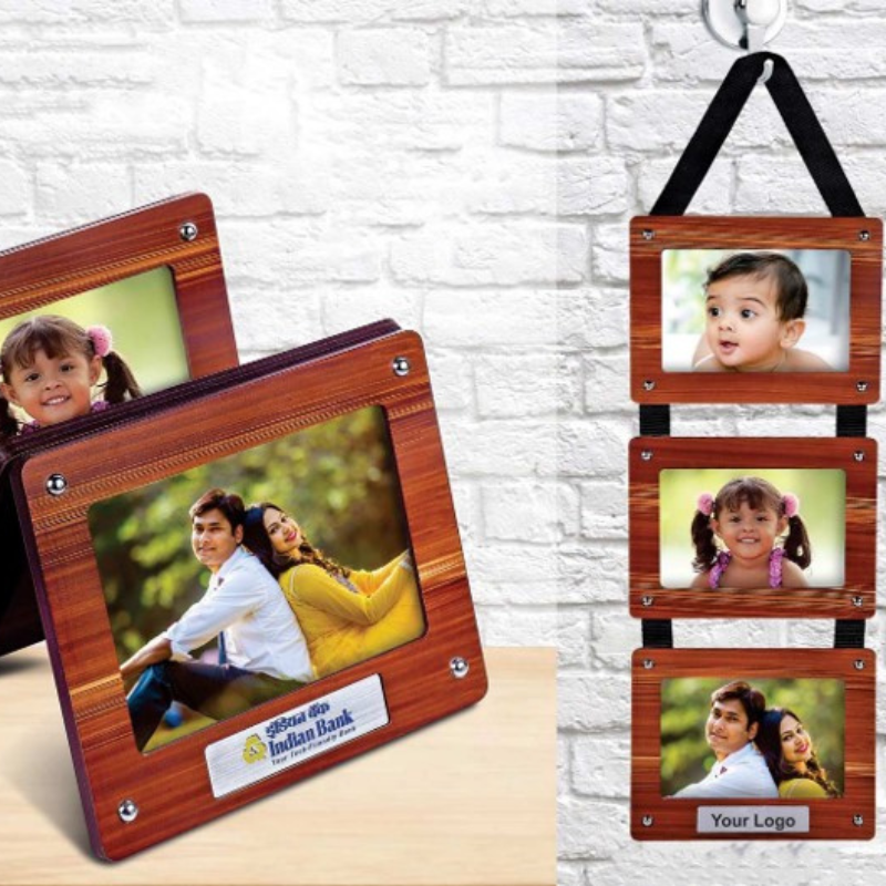 Wooden Photo Frame With Metal Plates